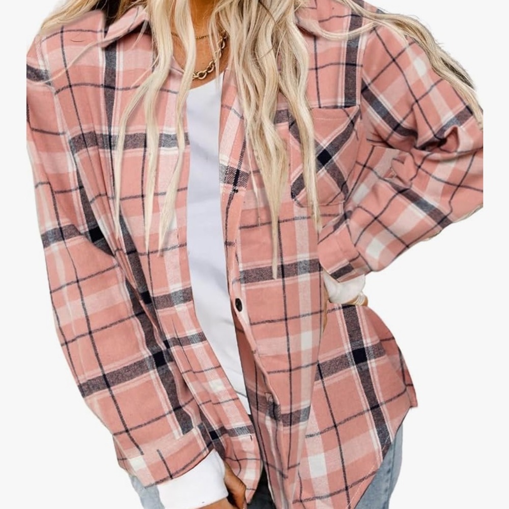 Plaid Pink Flannel Women's Top
